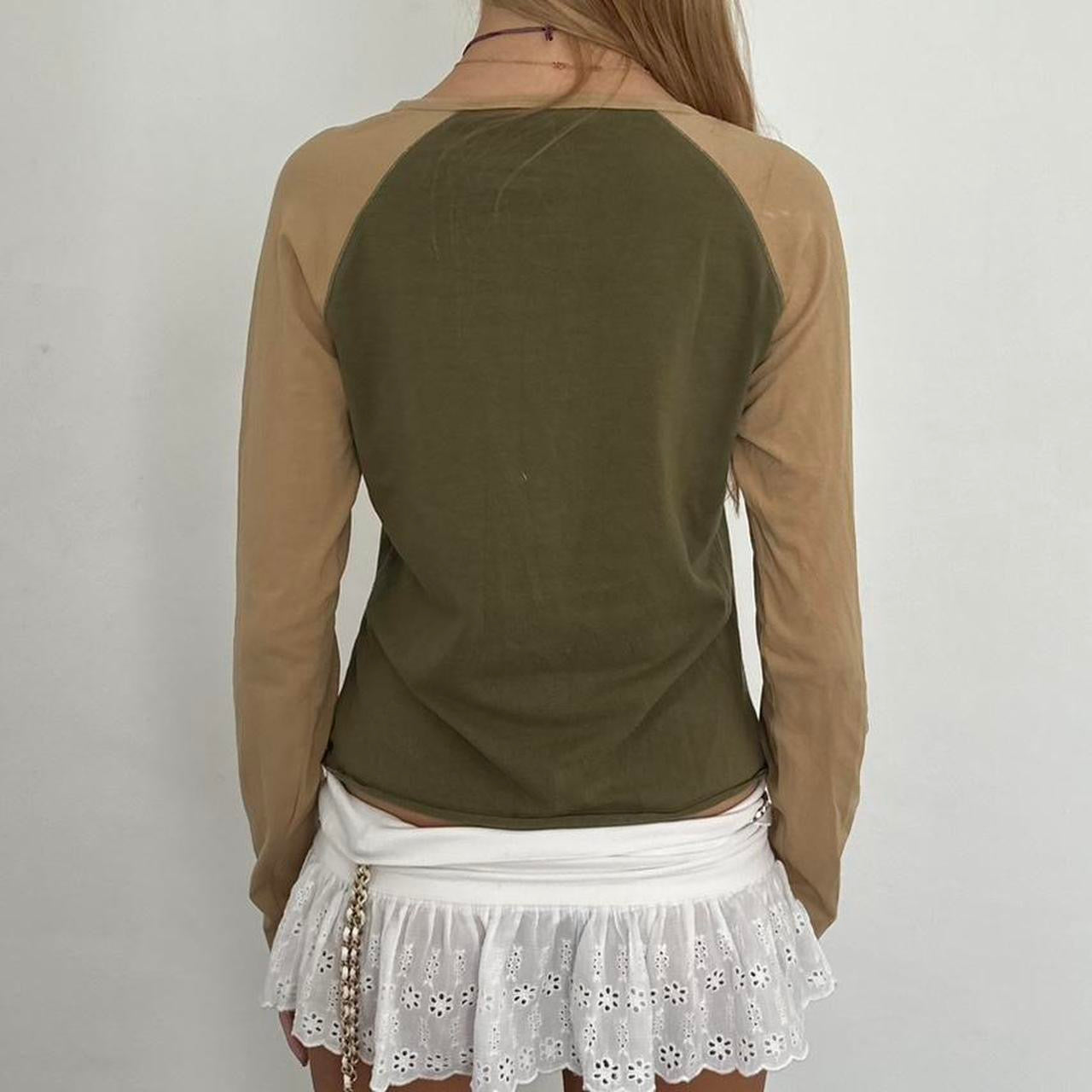 Vintage Ralph Lauren khaki green and tan long sleeve top