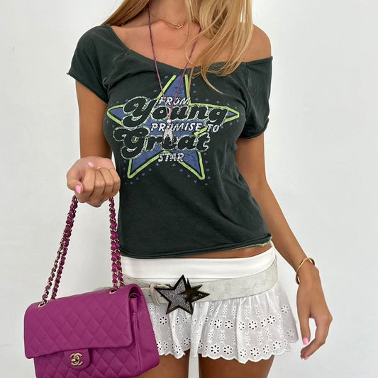 Vintage Green star baby tee