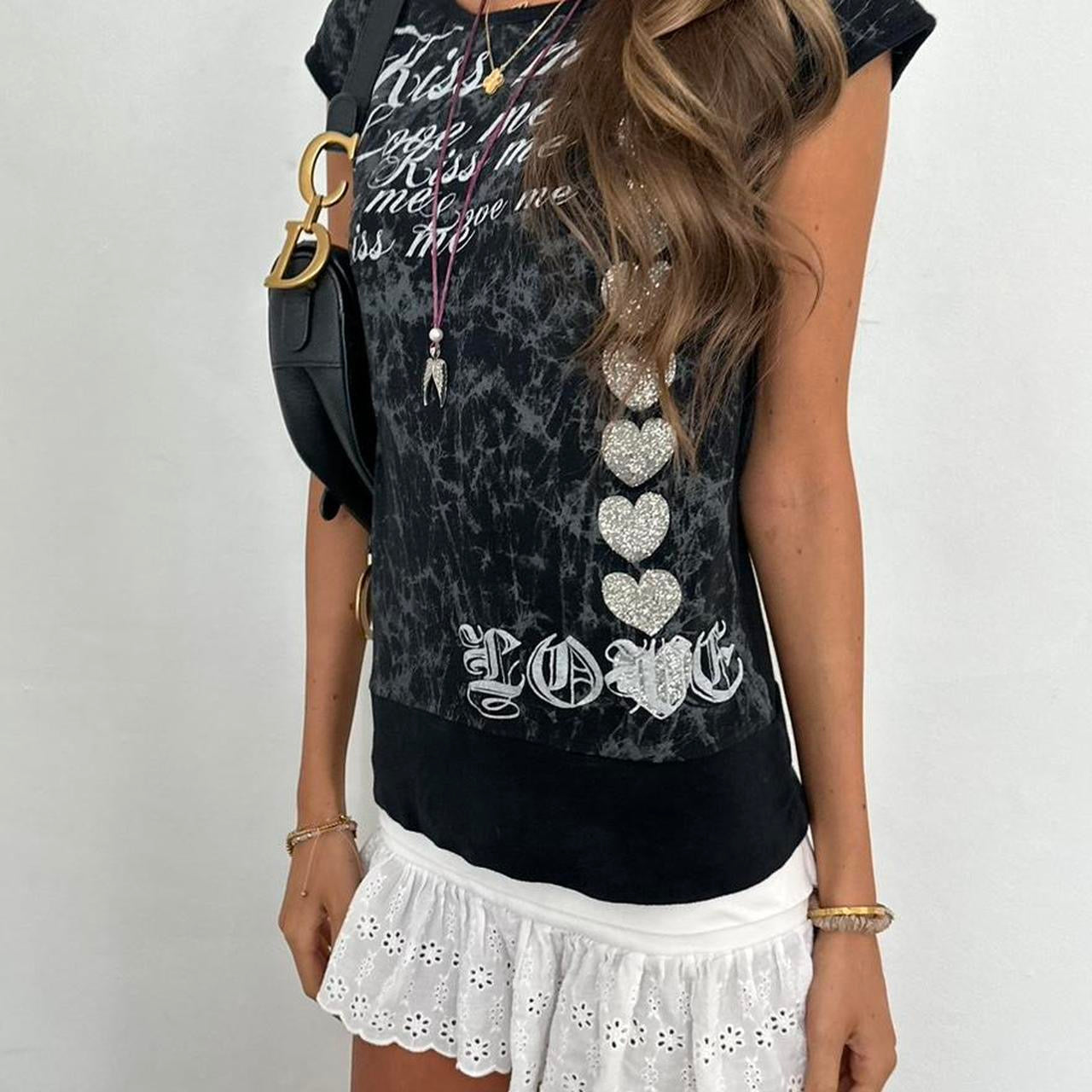 Vintage 2000’s black graphic script top