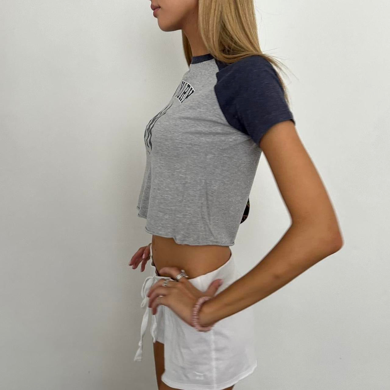 Vintage Yankees grey and navy baby tee