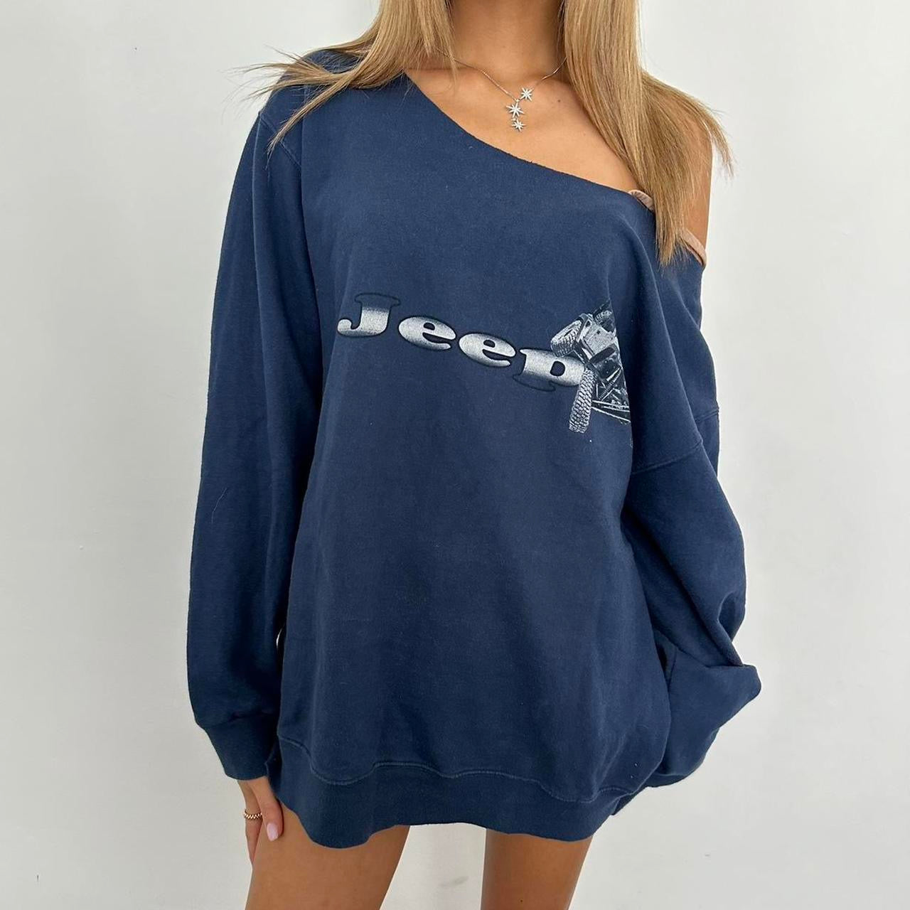 Vintage 90’s navy Jeep girl sweater