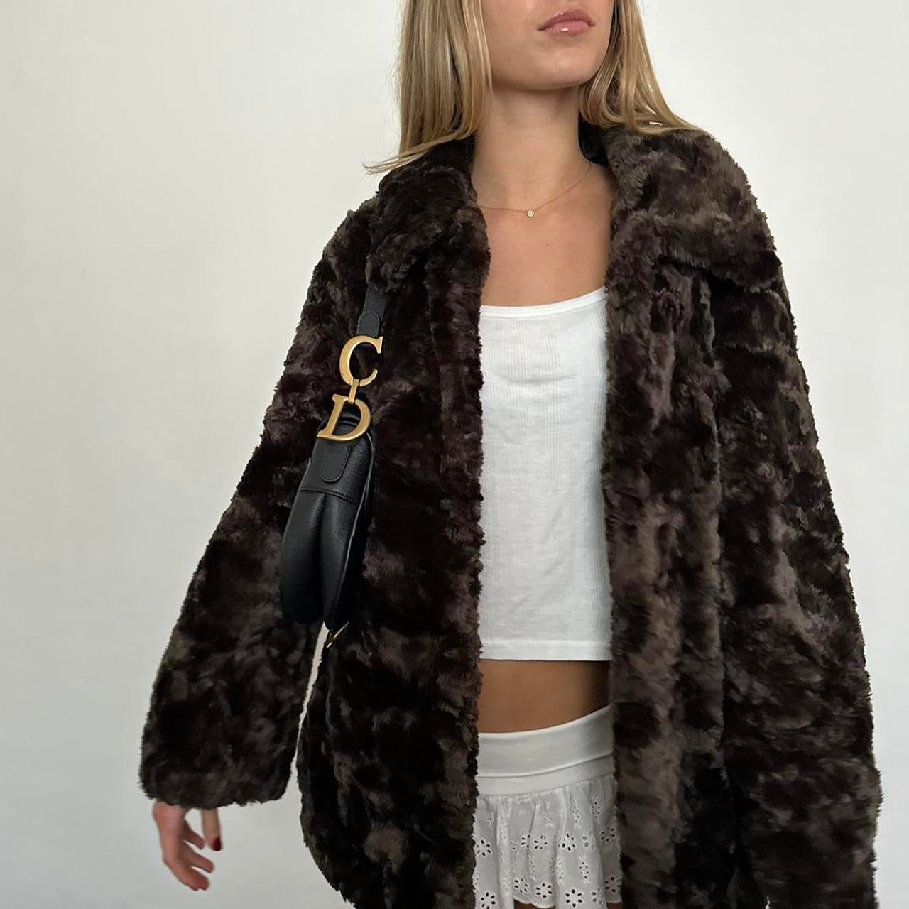 Vintage 2000’s dark brown faux fur jacket