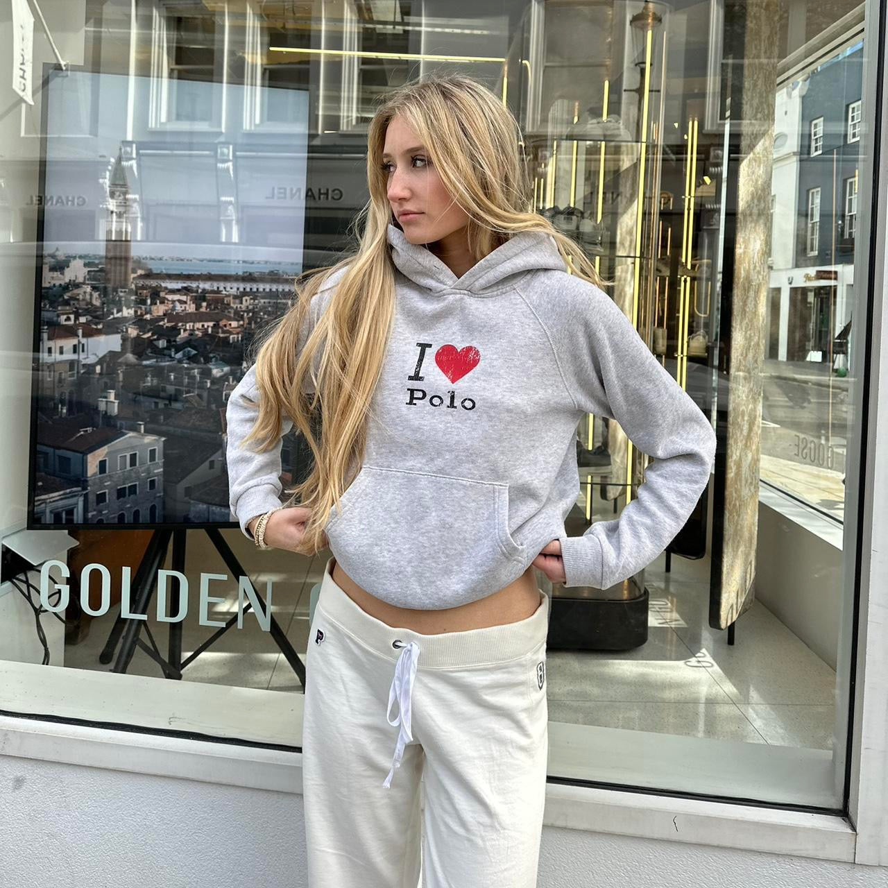 Vintage I love Polo grey hoodie