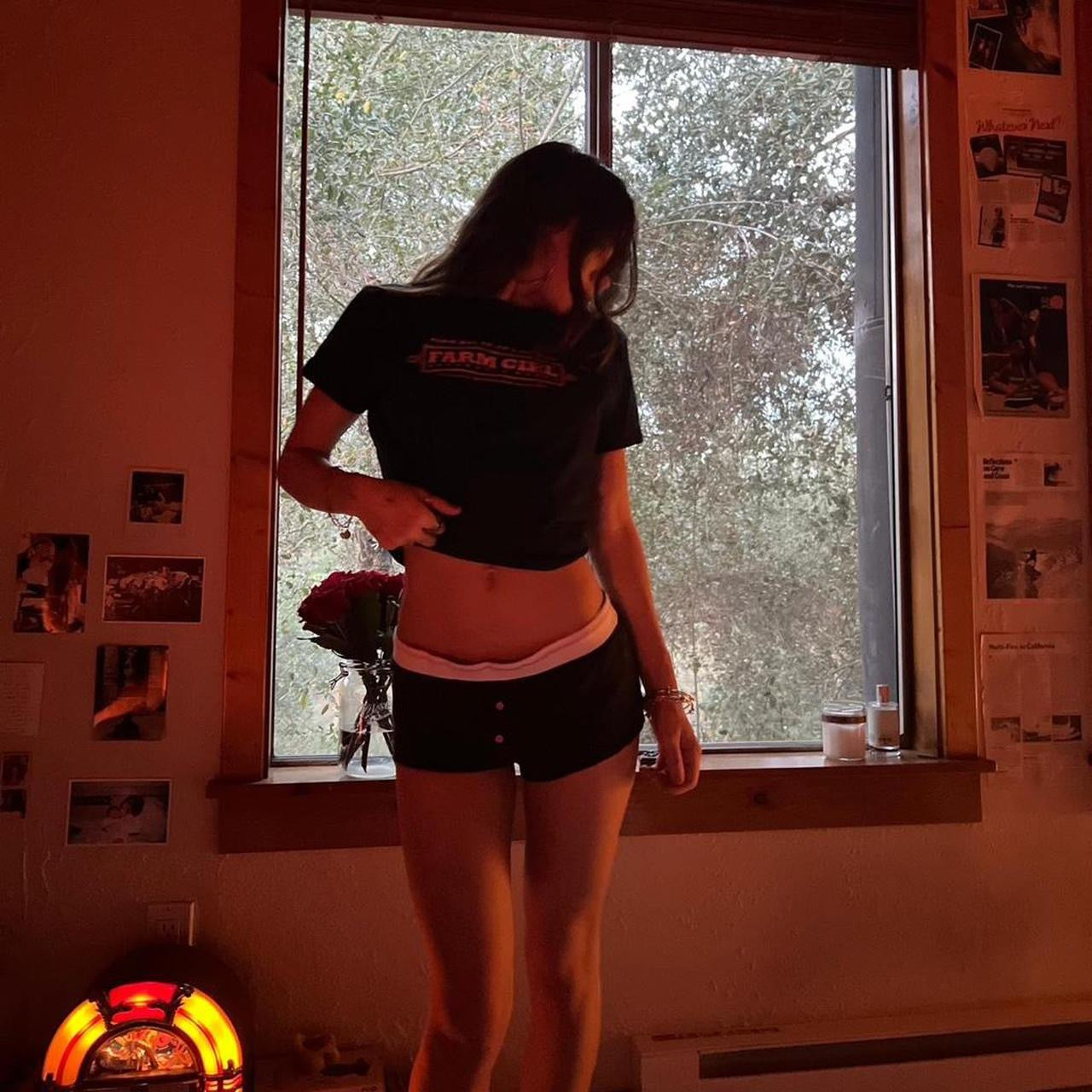 Vintage 90’s Farm Girl pink and black baby tee