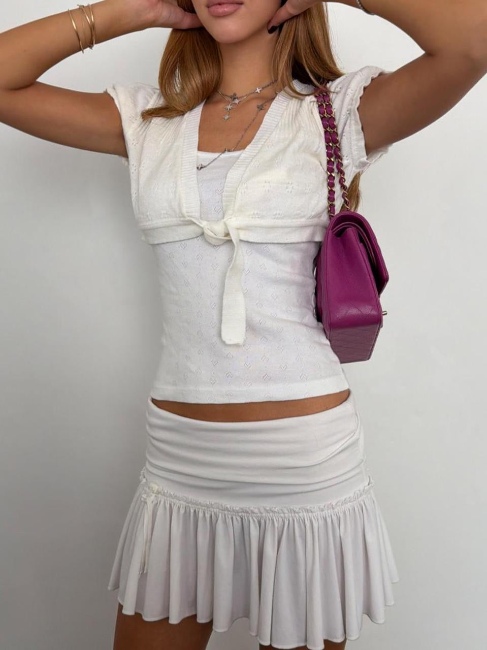 Vintage 00’s white tie up layering top