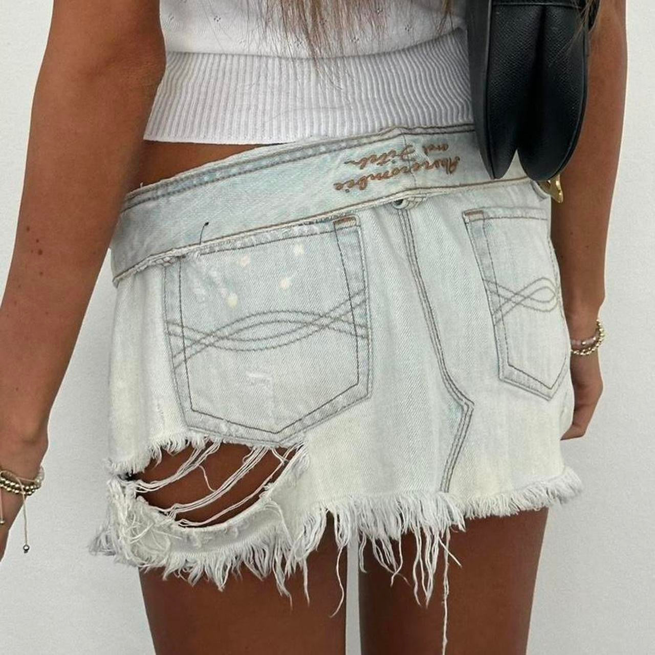 Vintage Abercrombie and Fitch 2000’s blue denim mini skirt