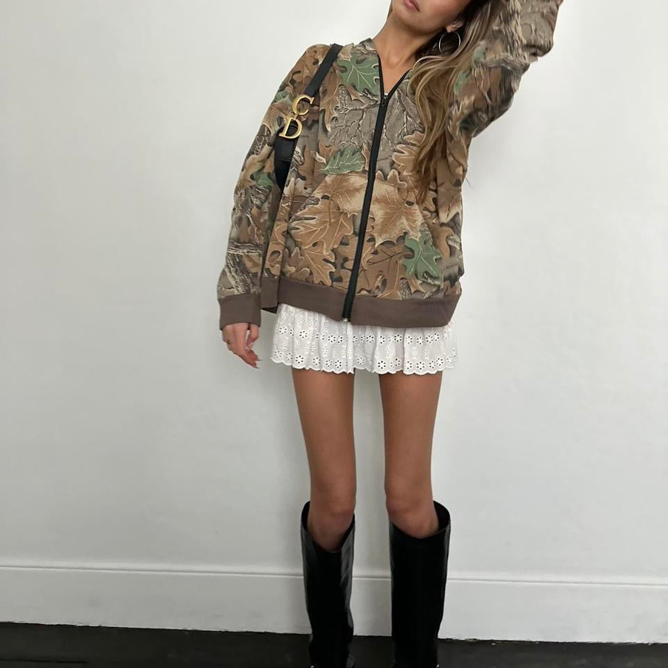 Vintage camo zip up hoodie