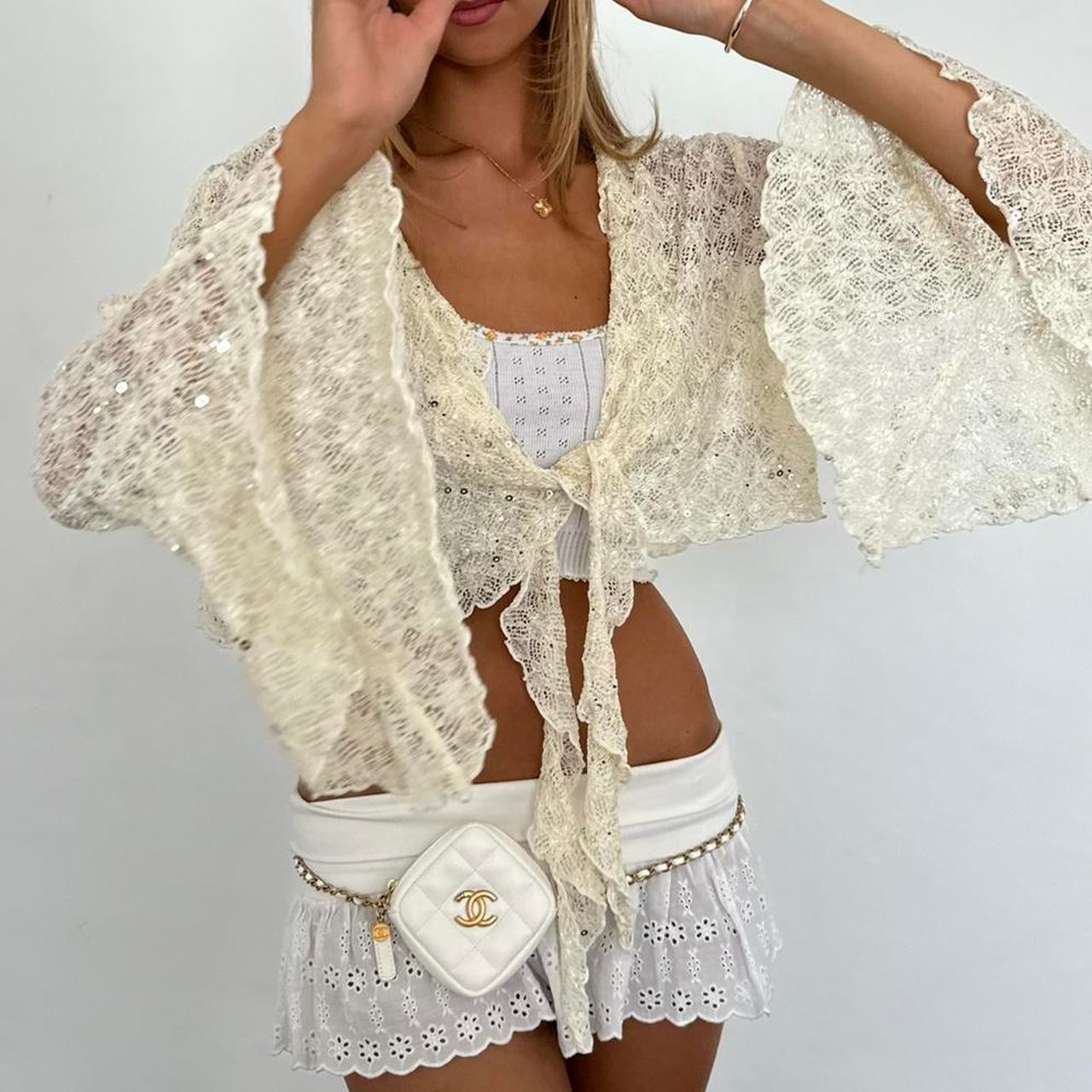 Vintage 90’s white cardigan layering top