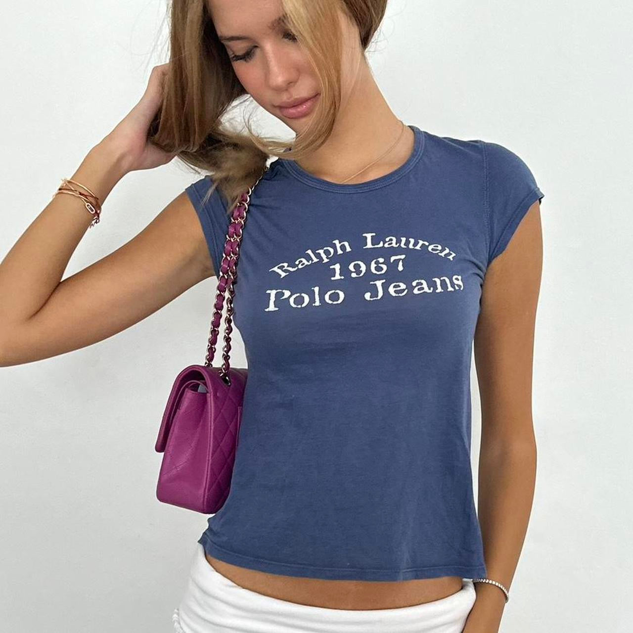Vintage 00s Polo Jeans blue preppy baby tee