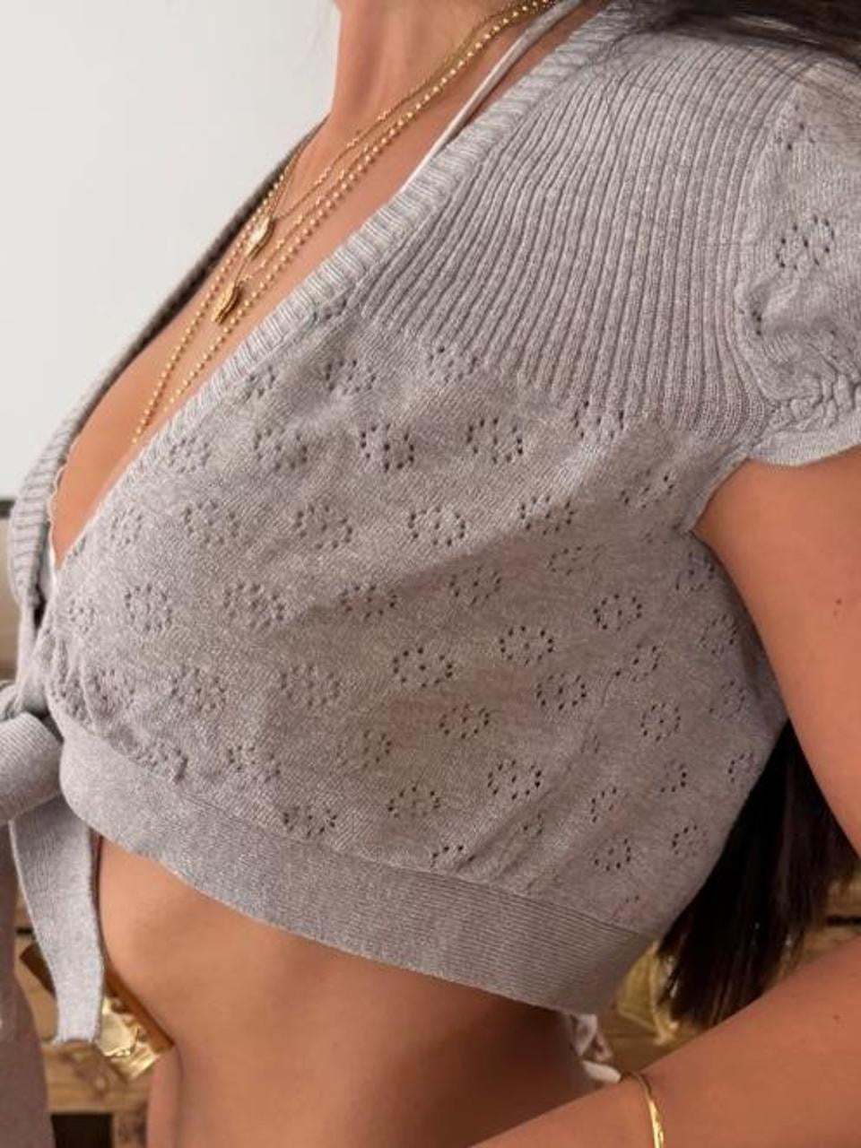 Vintage 00s grey tie up top