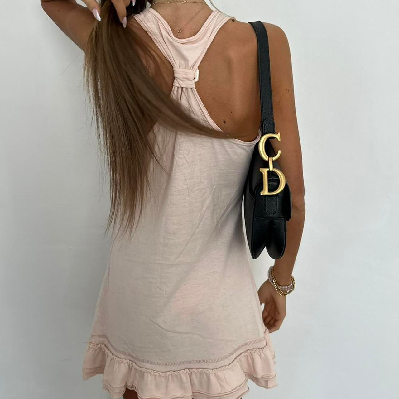 Vintage 90’s ruffle tan mini dress