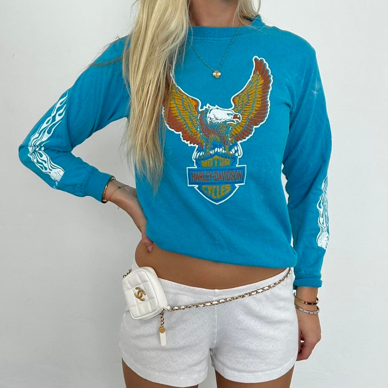 Vintage 90’s Harley Davidson blue long sleeve top