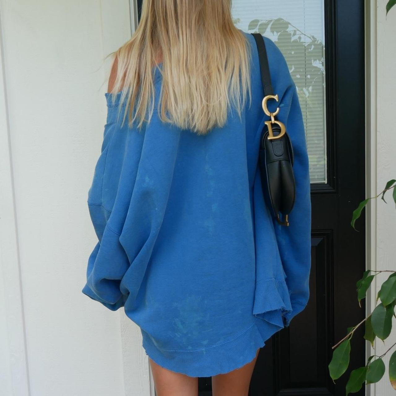Vintage Dodgers blue off the shoulder sweatshirt distressed style