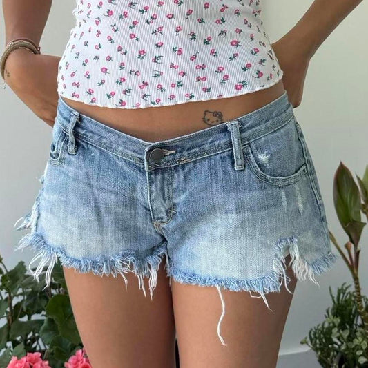 Vintage 2000’s Abercrombie and Fitch low waist denim distressed shorts