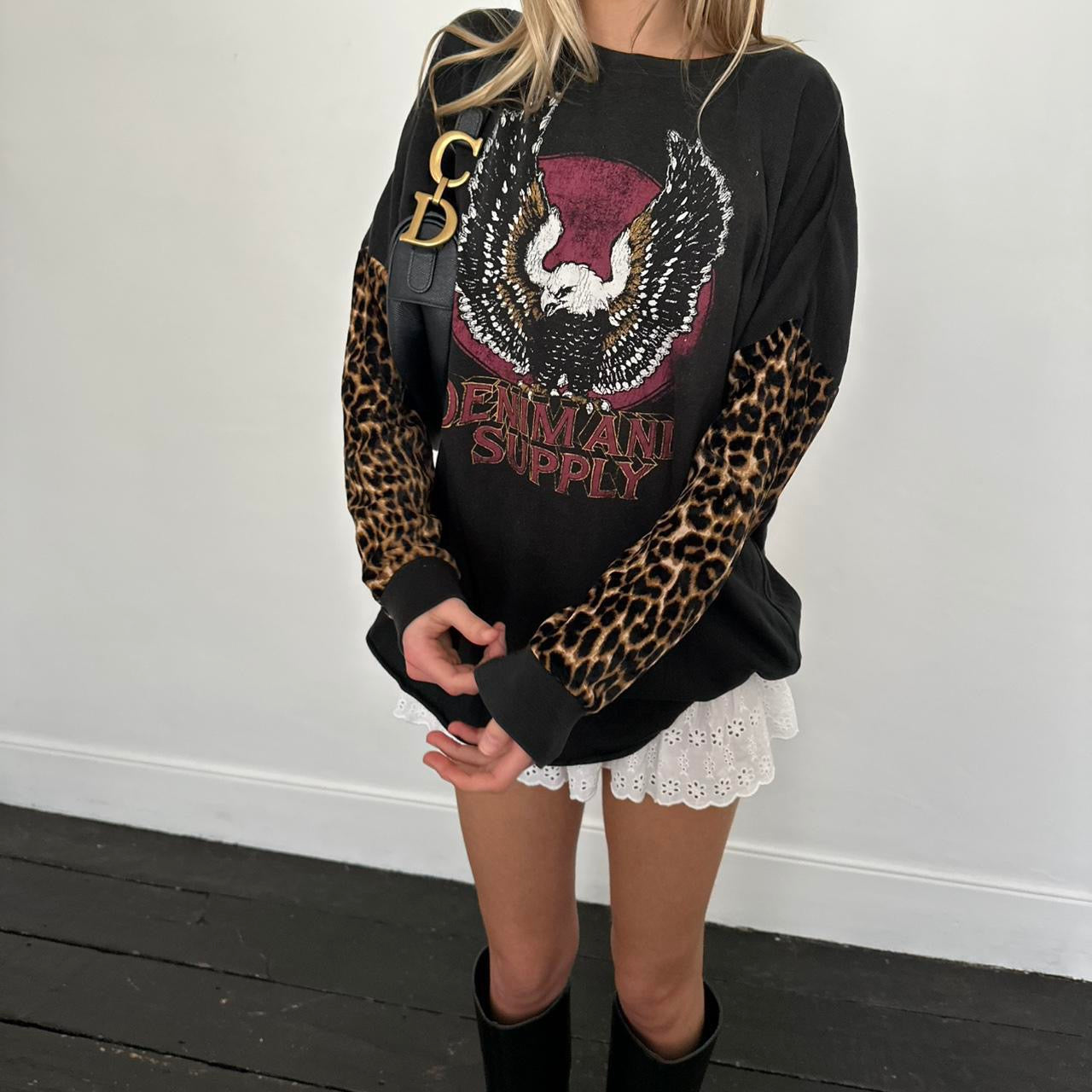 Vintage RARE Ralph Lauren leopard long sleeve top ♡