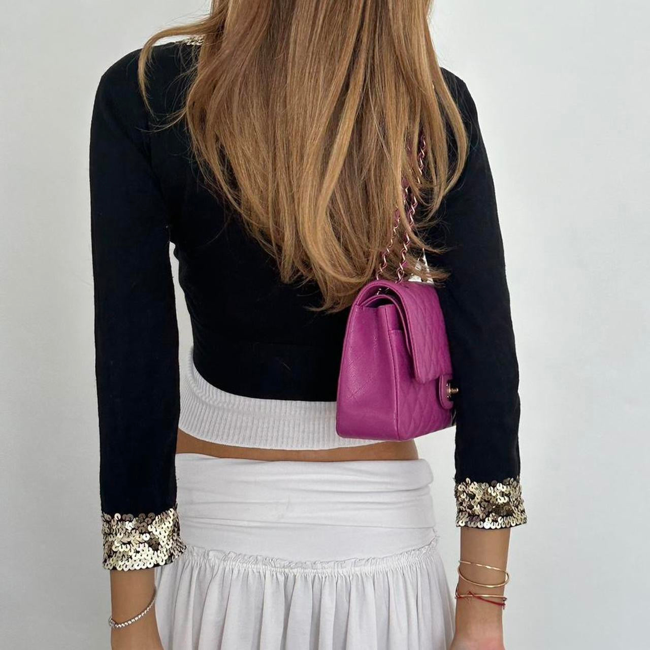 Vintage 00s black and gold sequin tie up top