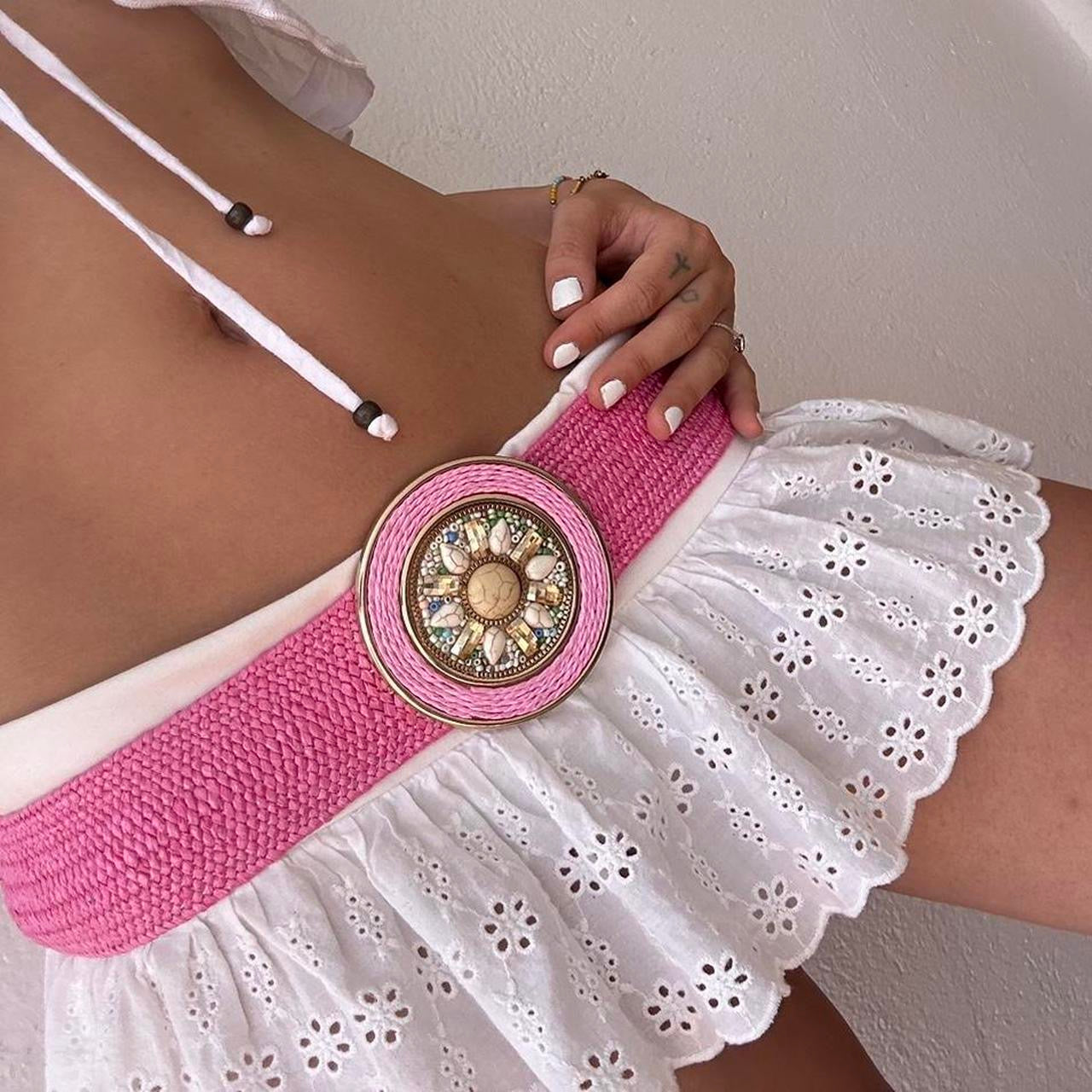 Vintage pink gem belt