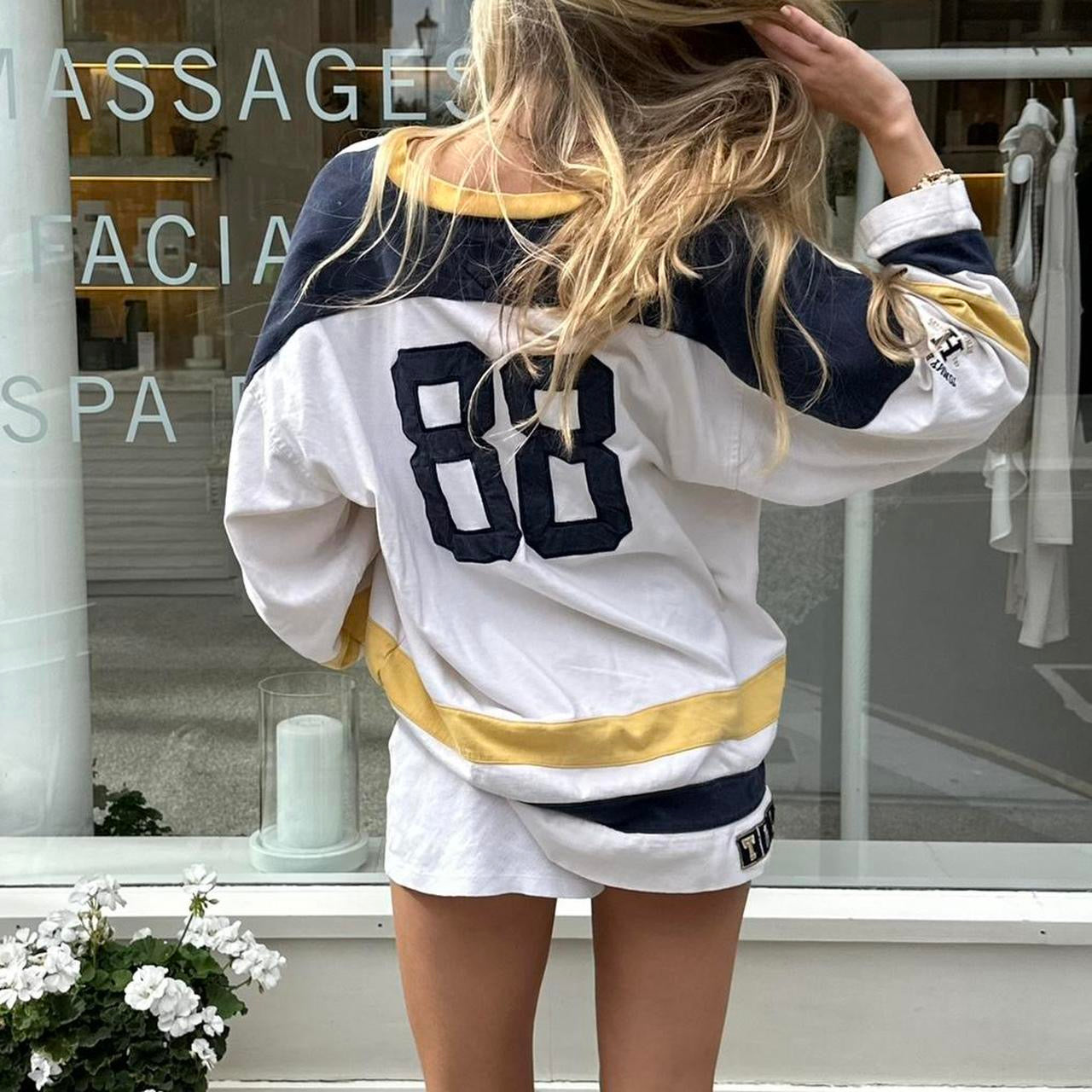 Vintage Tommy Hilfiger Athletics navy & yellow long sleeve jersey