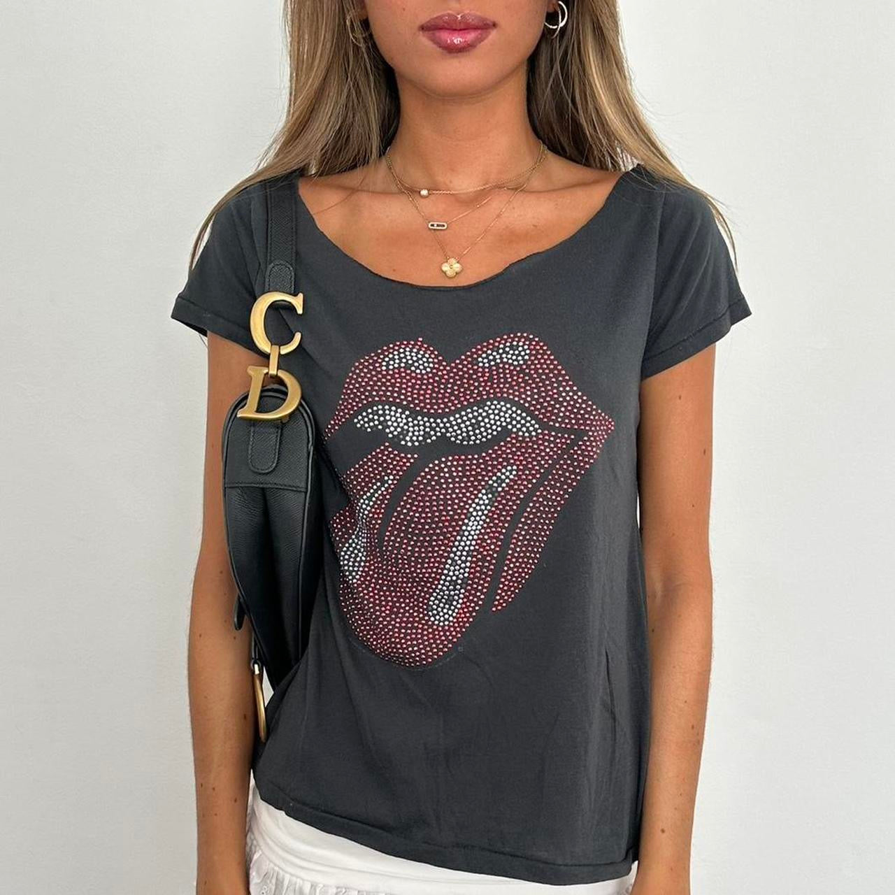 Vintage 2000’s Rolling Stones grey off the shoulder top