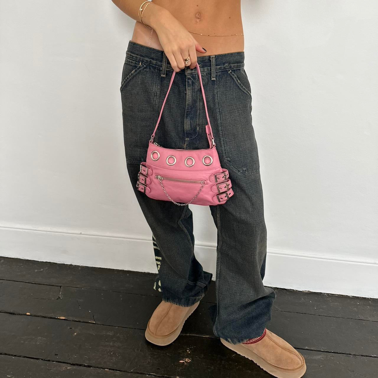 Vintage early 2000s pink leather shoulder bag