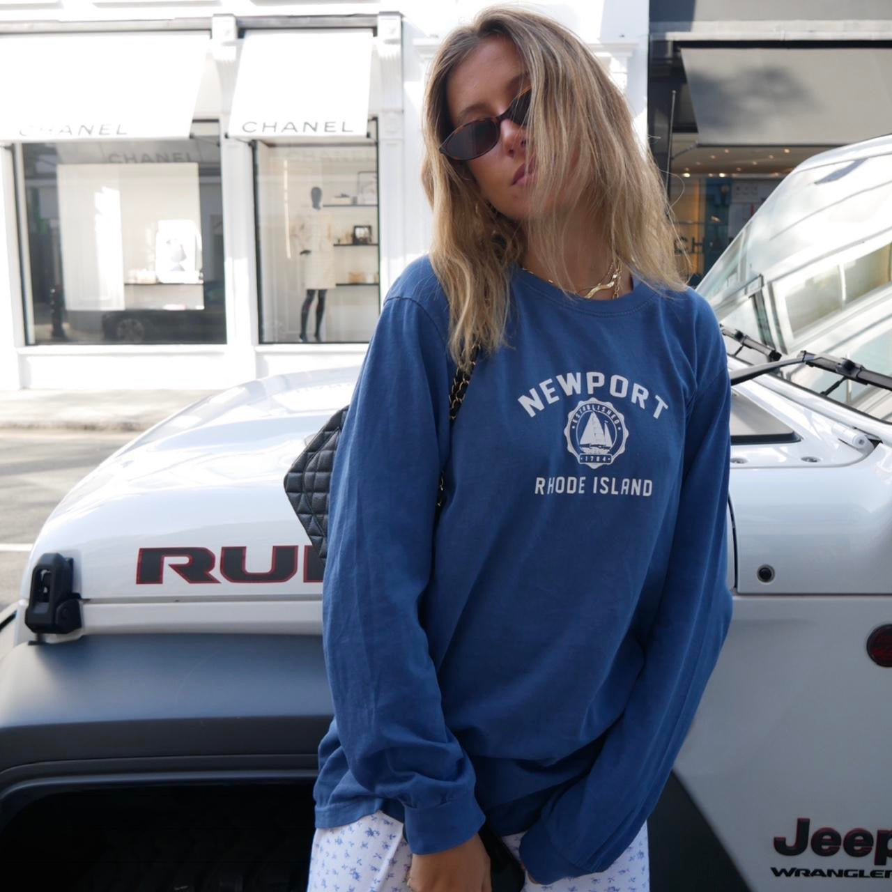 Vintage Newport blue long sleeve top