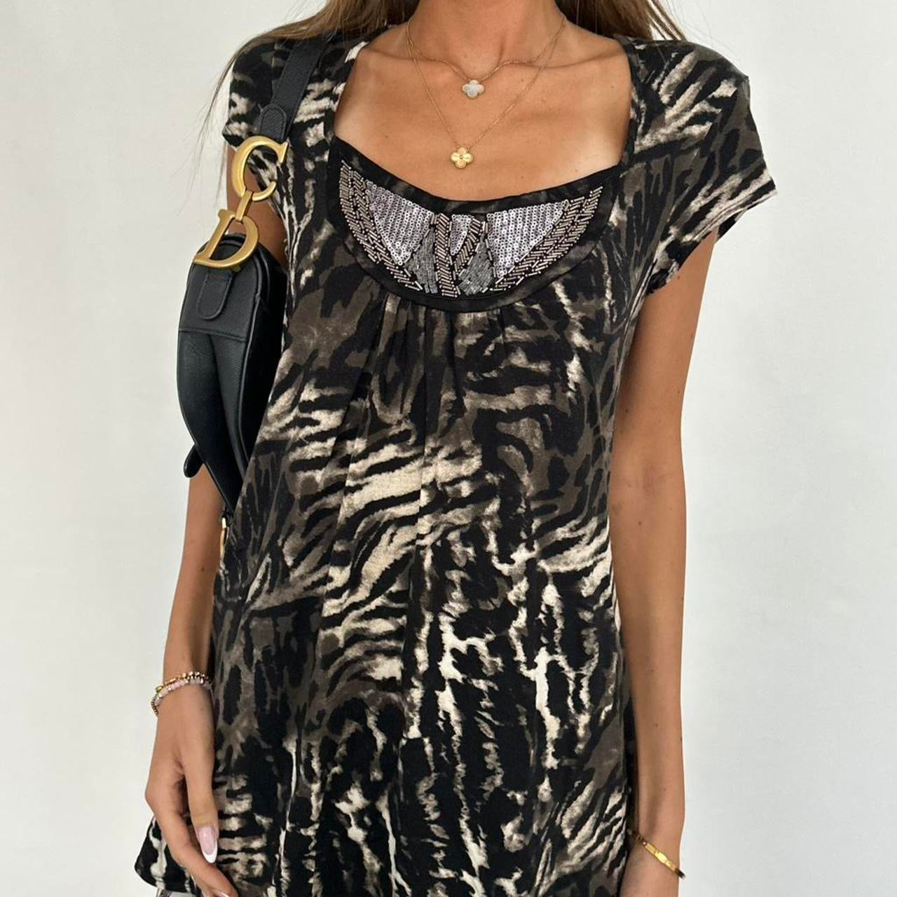 Vintage 00s animal print mini dress