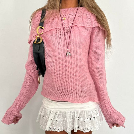 Vintage pink knit off shoulder sweater