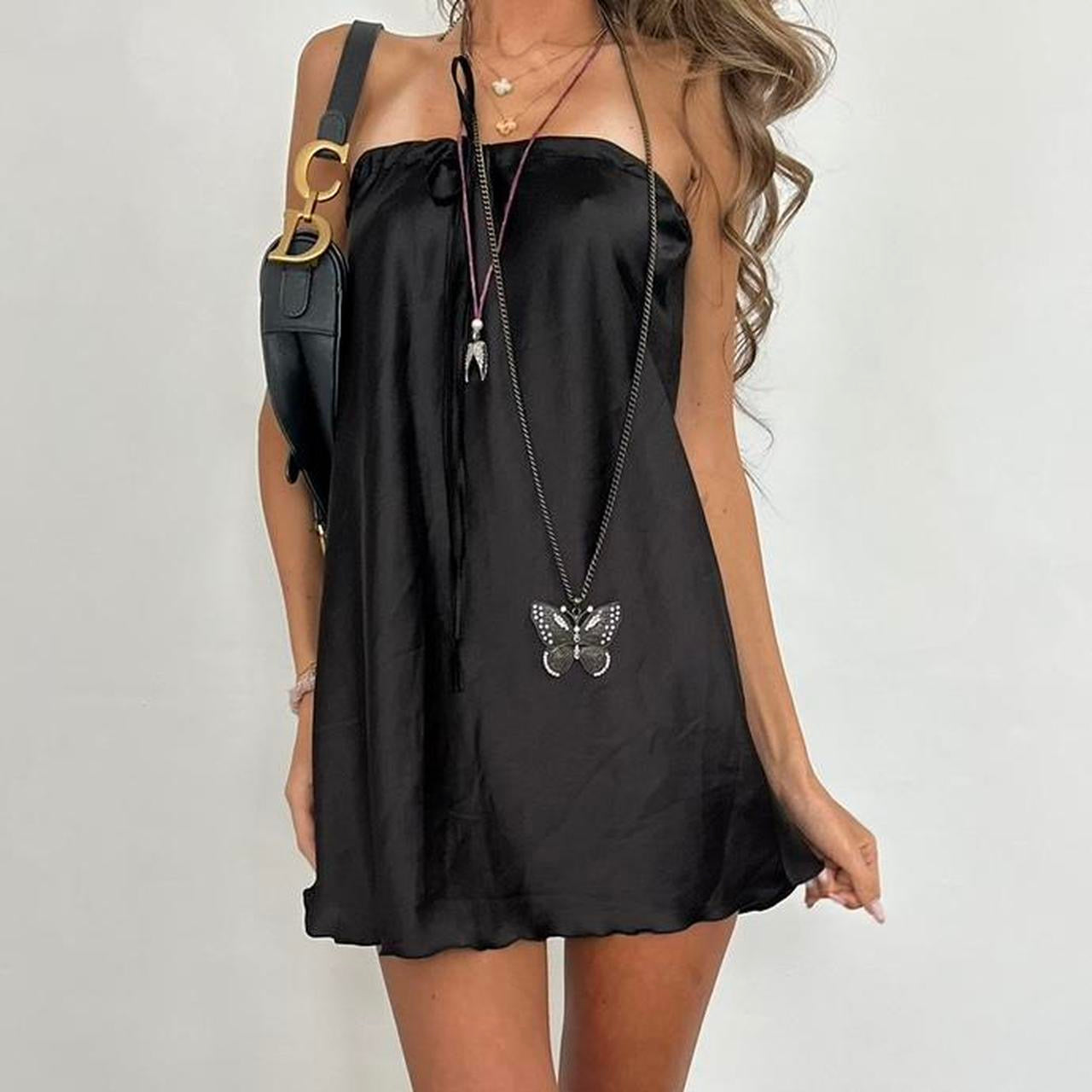 Vintage black silky mini dress