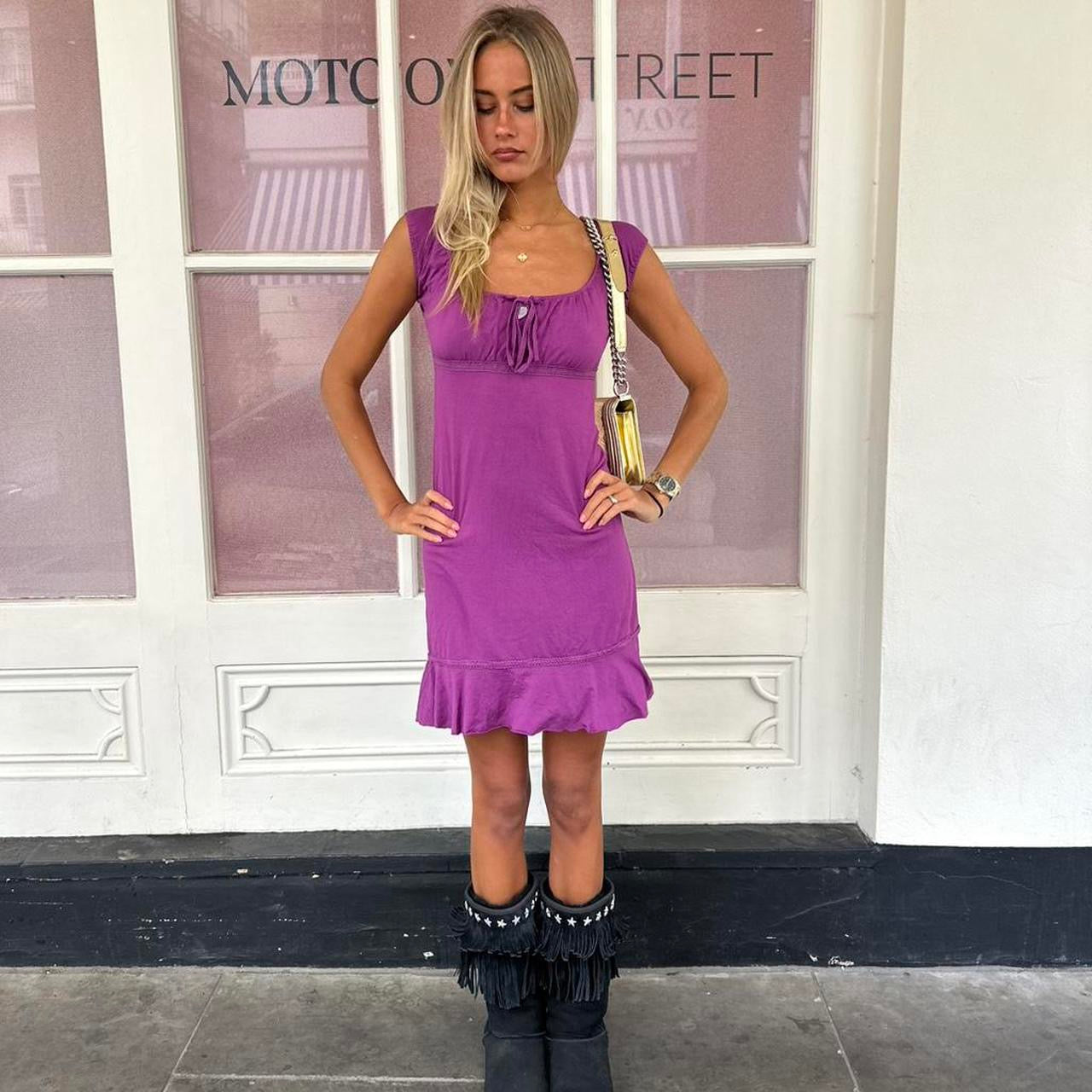 Vintage soft purple boho dress