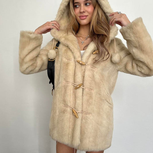 Vintage 2000’s tan faux fur jacket