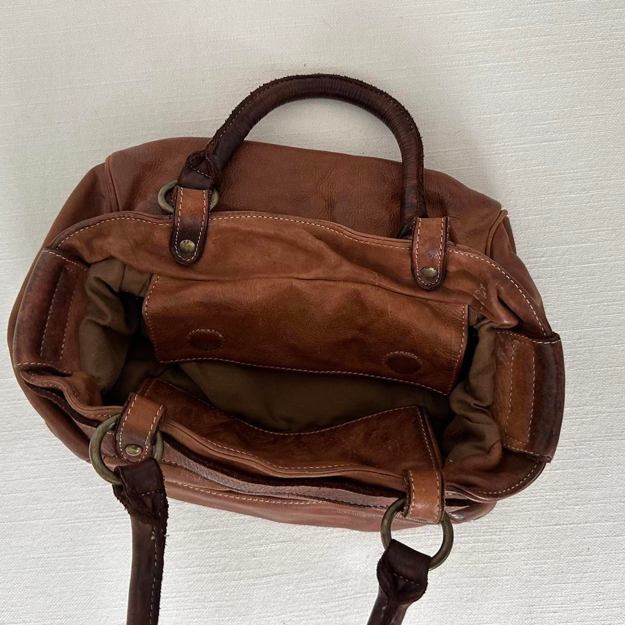 Vintage brown genuine leather bag