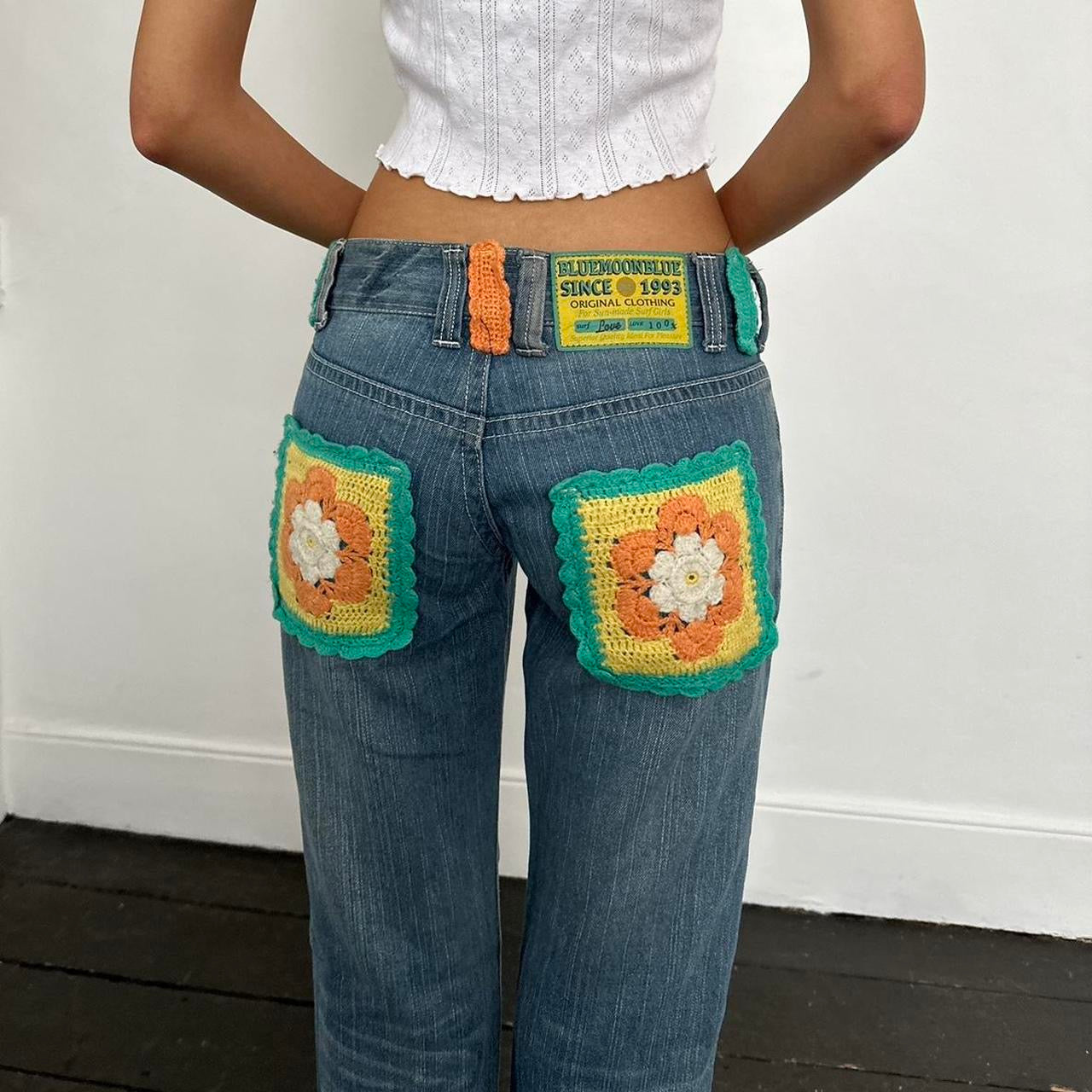 Vintage rare 90s crochet island girl jeans 🌺