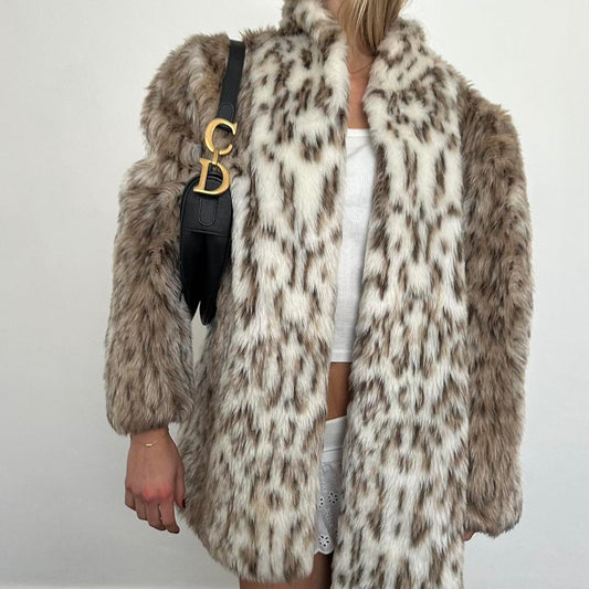 Vintage 90’s leopard faux fur jacket