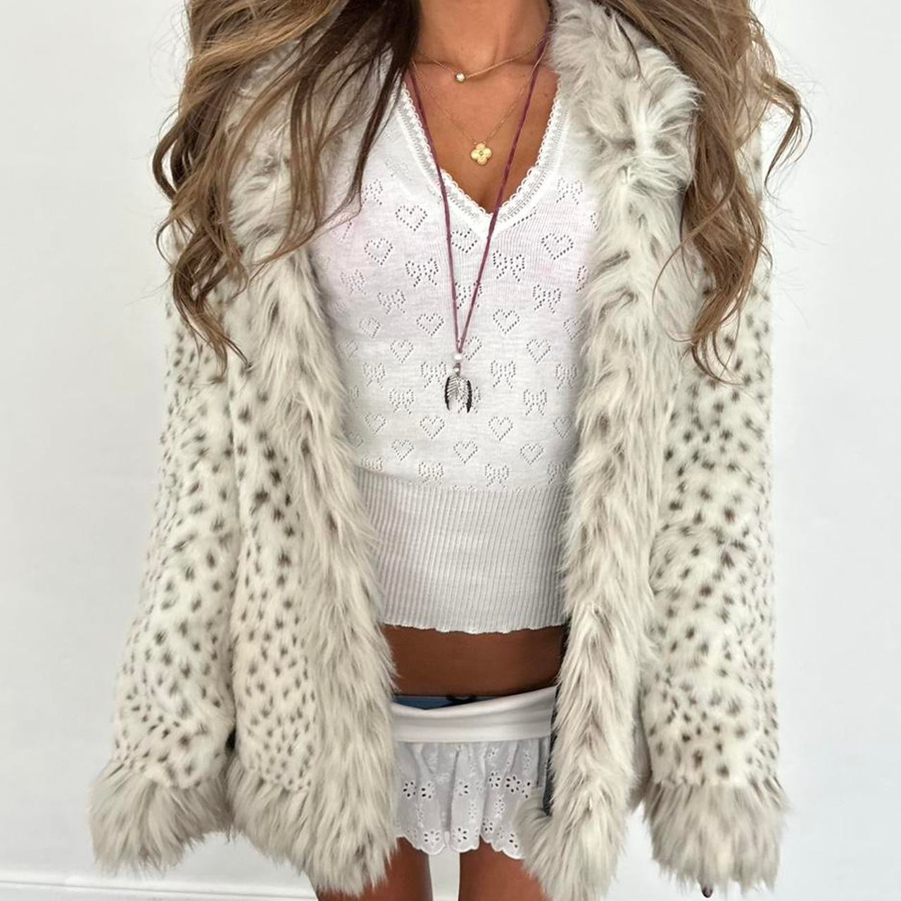 Vintage 2000’s animal print faux fur jacket