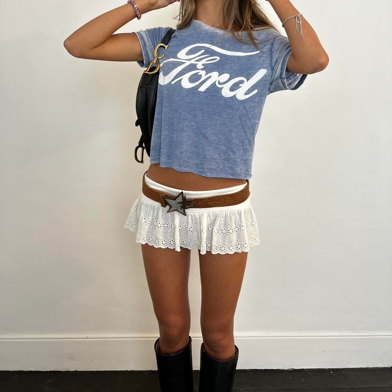 Vintage Ford off the shoulder tee 🩵