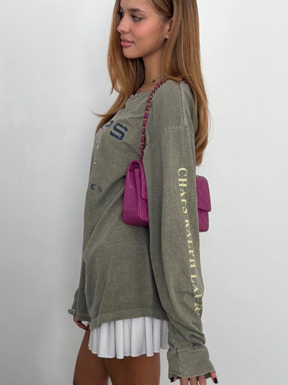 Vintage 00’s Chaps Ralph Lauren sporty khaki wash long sleeve top