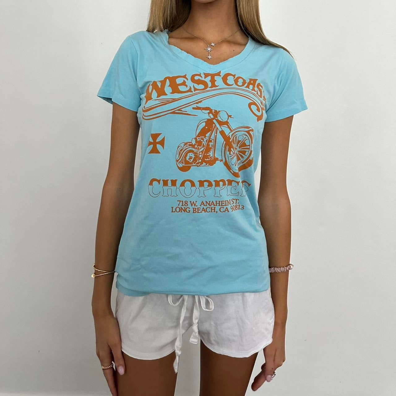 Vintage West Coast aqua blue top