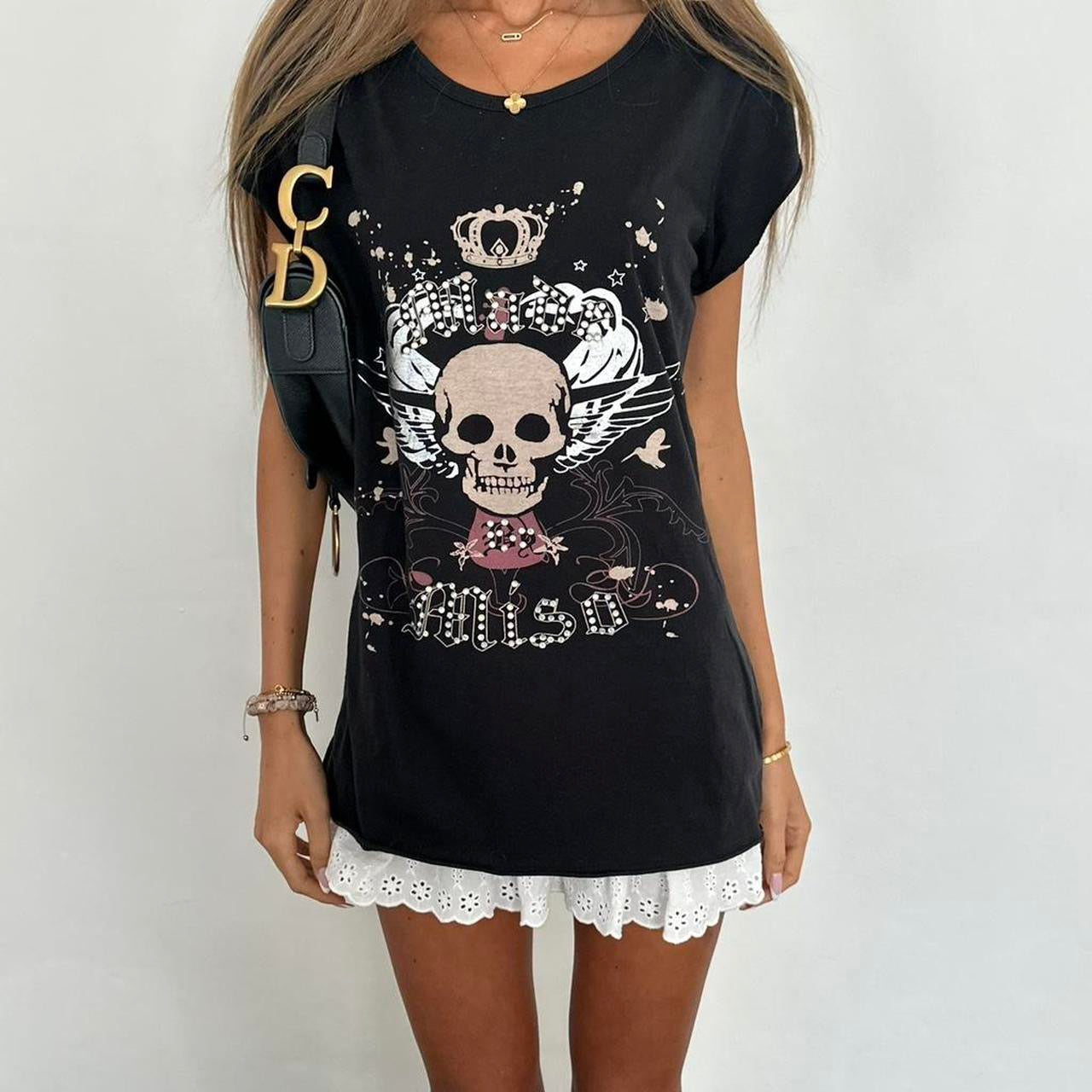 Vintage 2000s black skull top