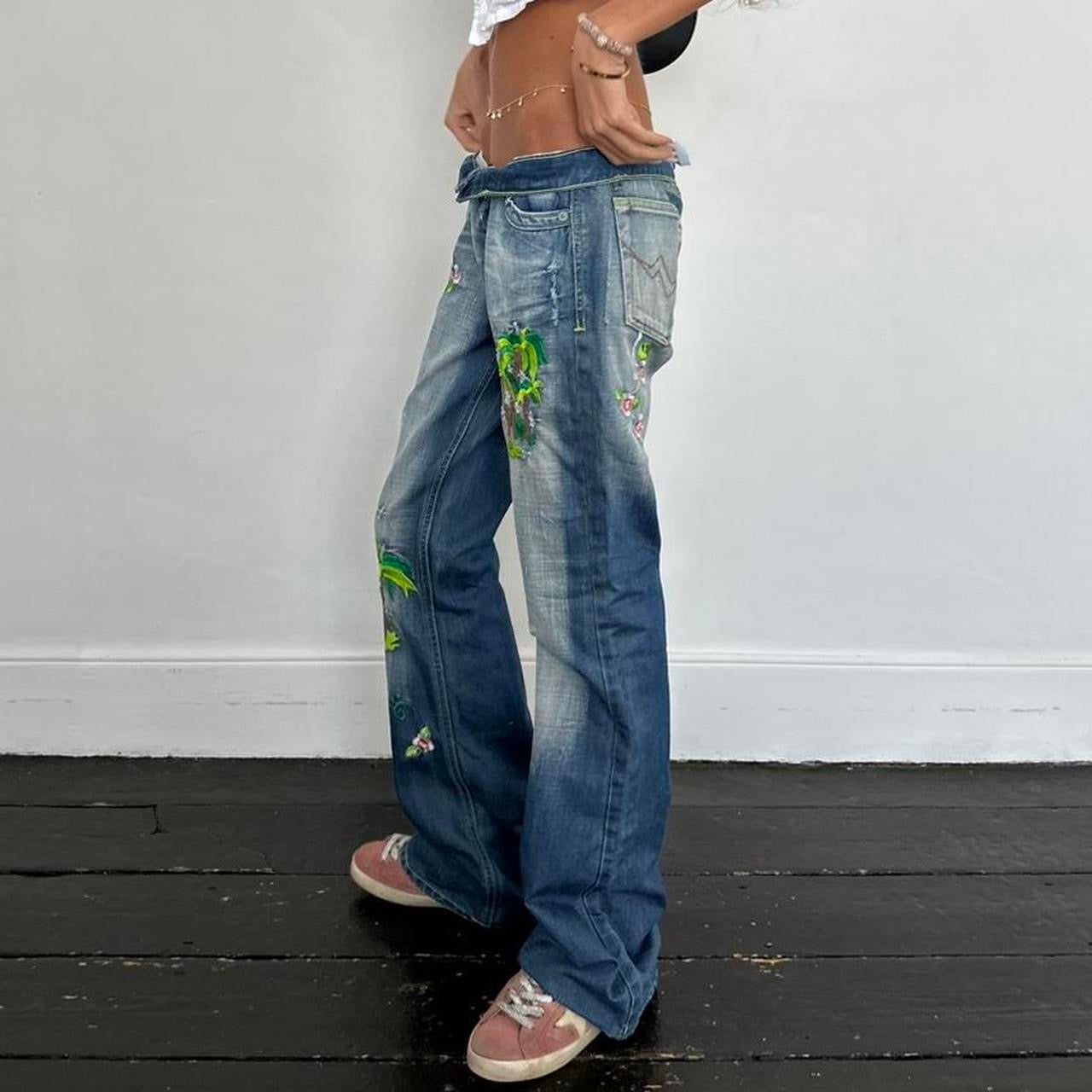Vintage rare palm tree surf girl jeans