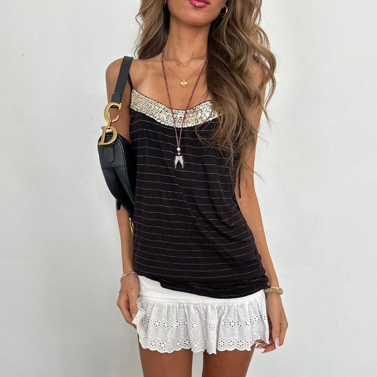 Vintage 2000s sequin striped cami top