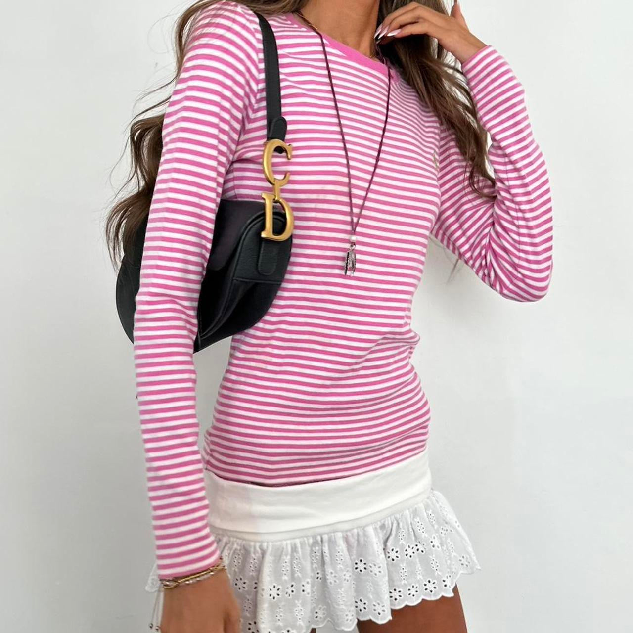 Vintage 90’s Polo Ralph Lauren pink striped long sleeve top