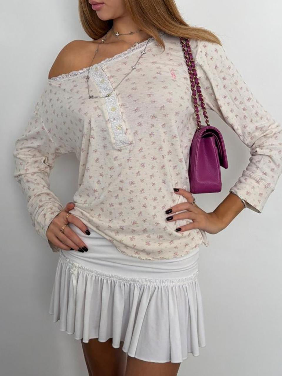Vintage 90’s Ralph Lauren long sleeve floral wallpaper top