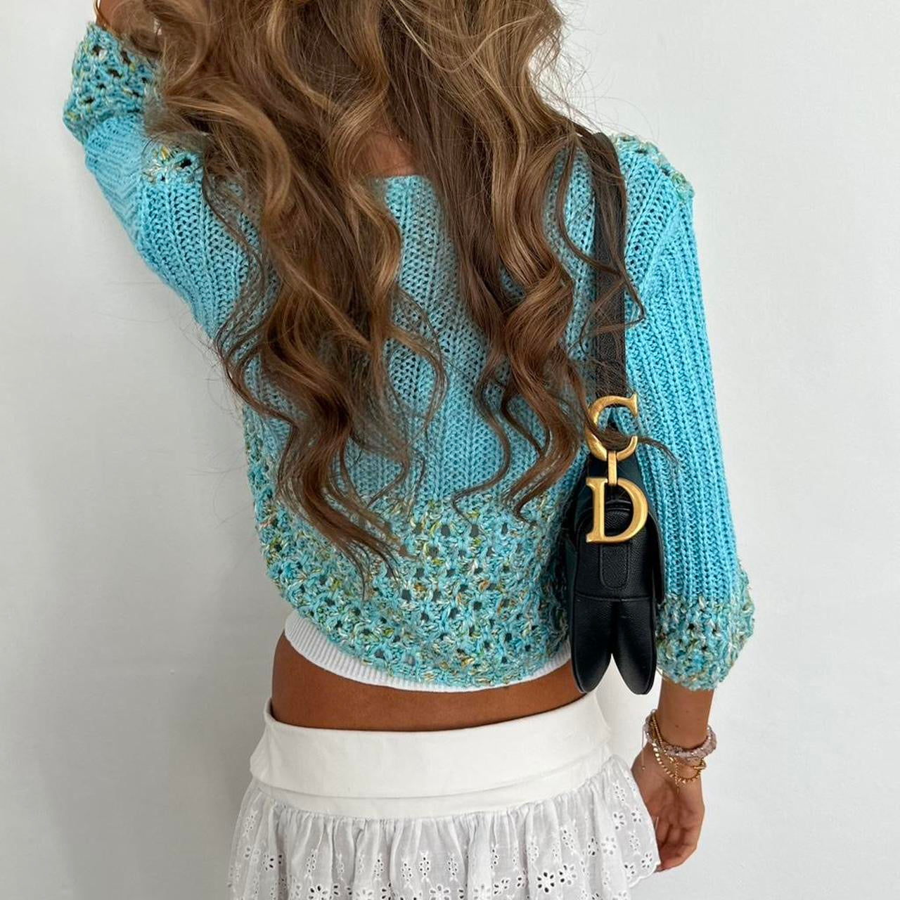 Vintage 2000s blue tie up cardigan top