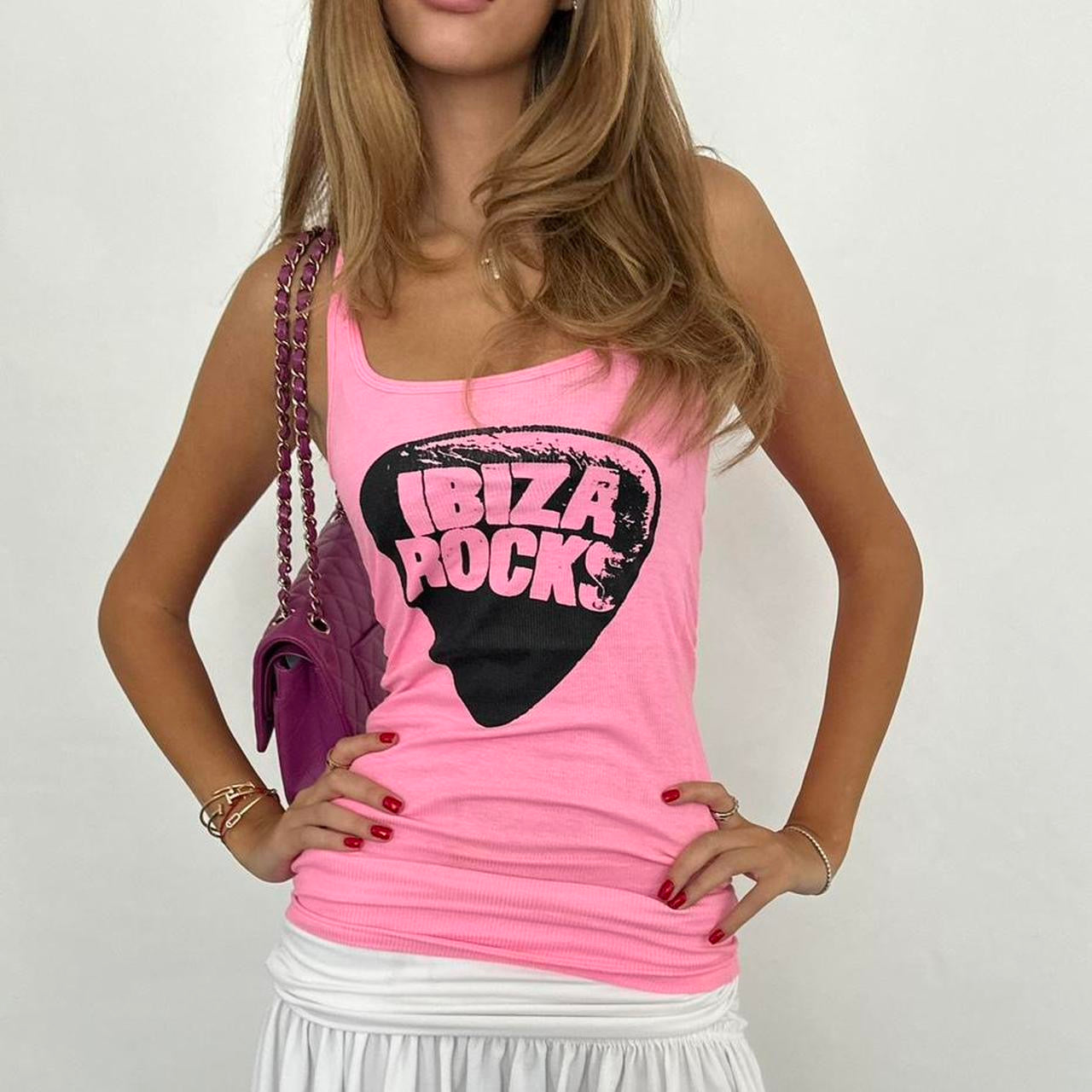 Vintage 00s pink ibiza rocks top