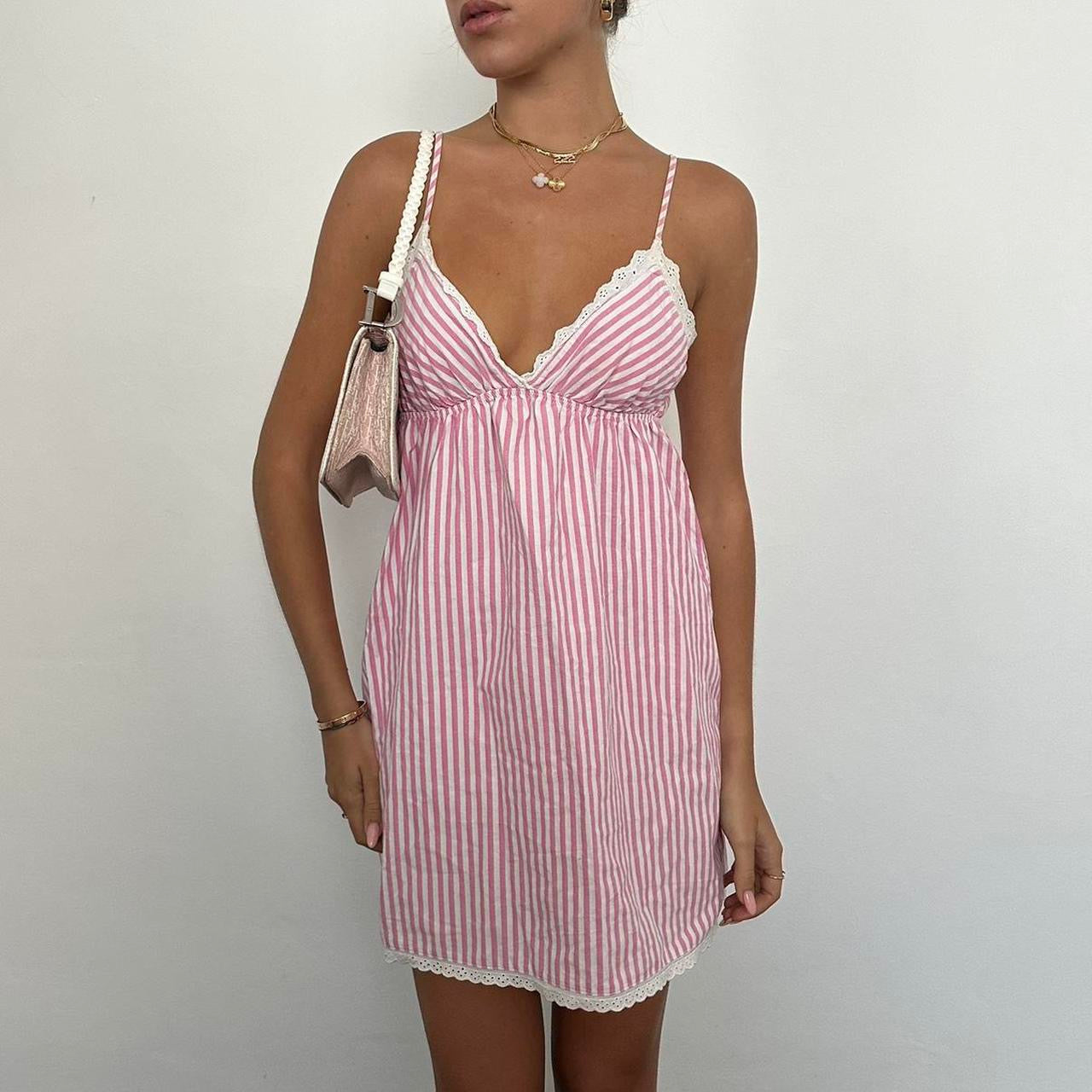 Vintage pink striped babydoll dress