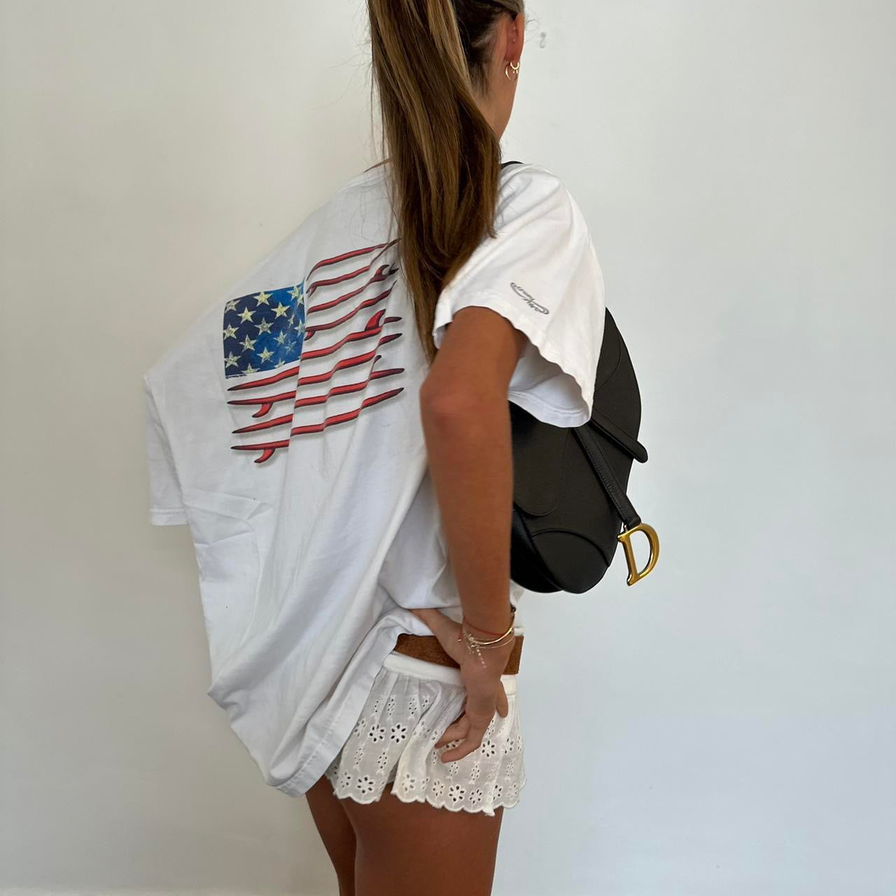 Vintage American flag surfboard oversized tee