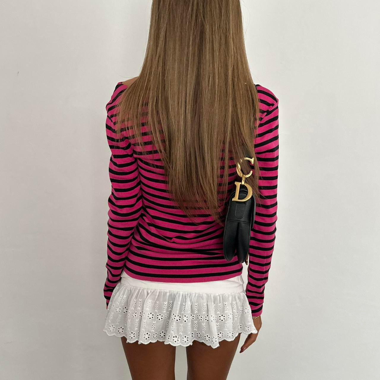 Vintage 90’s Ralph Lauren striped pink & black long sleeve top