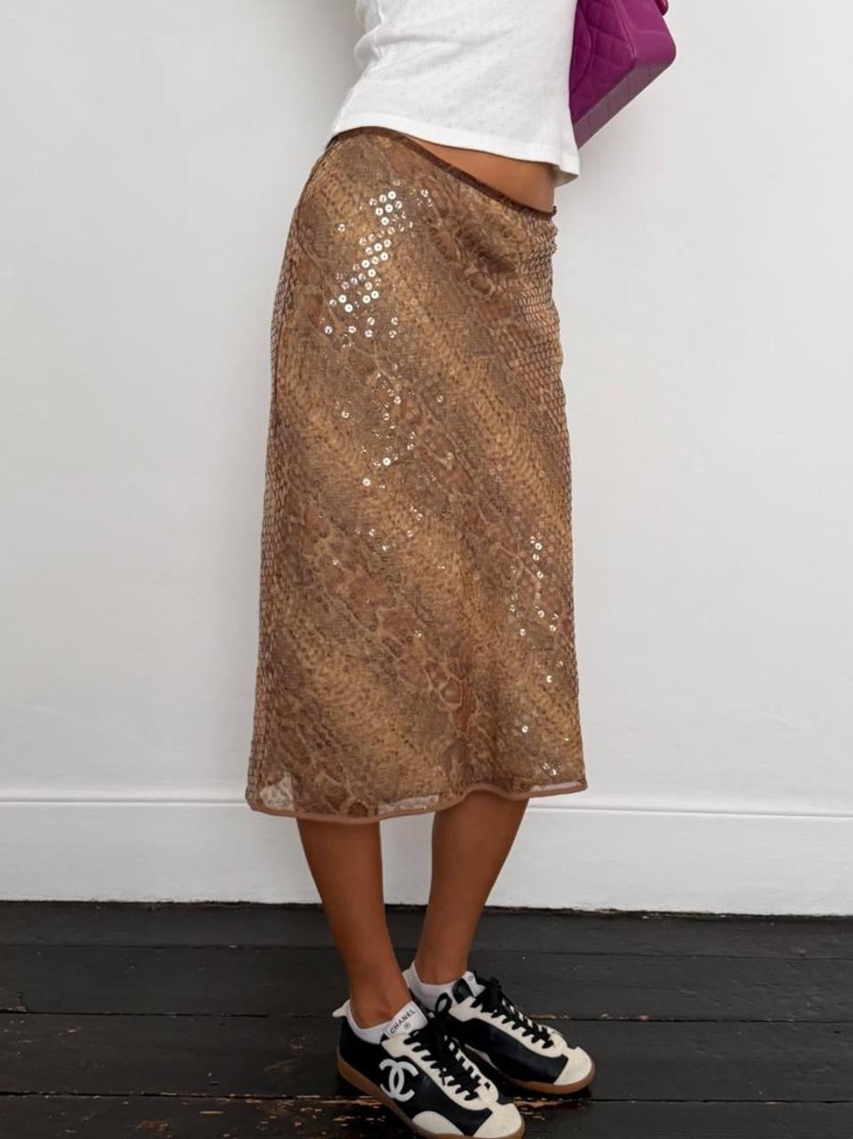 Vintage 90’s sequin leopard midi skirt