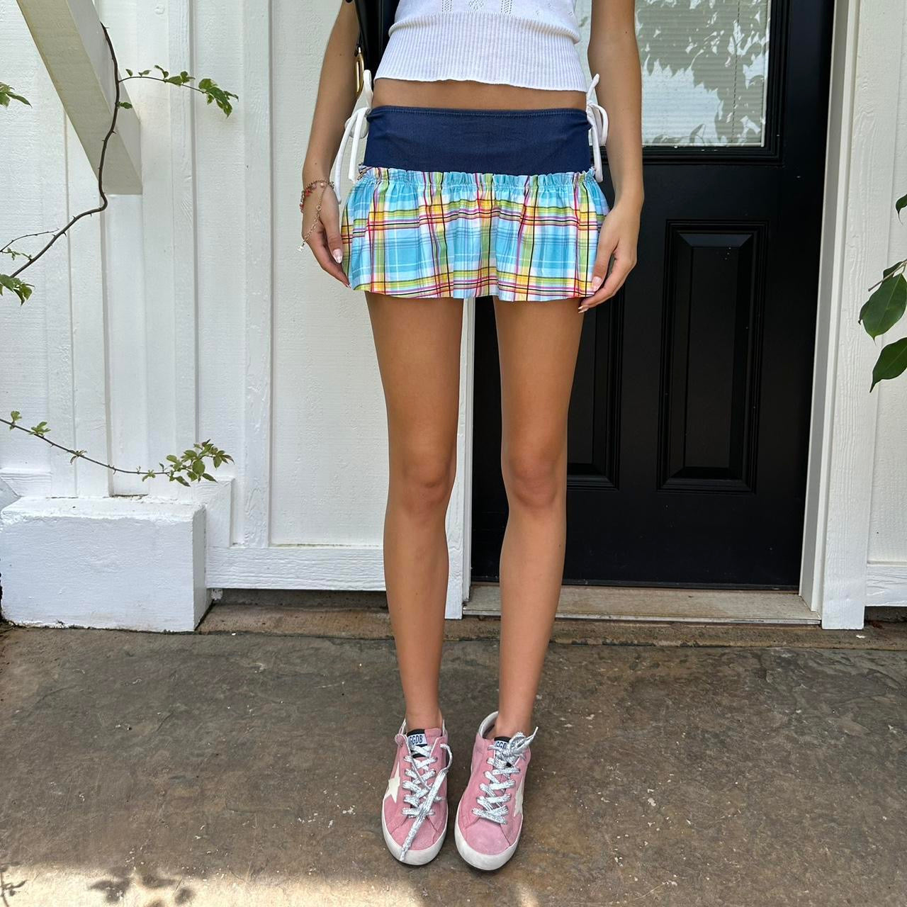 Vintage 90’s blue tartan mini skirt