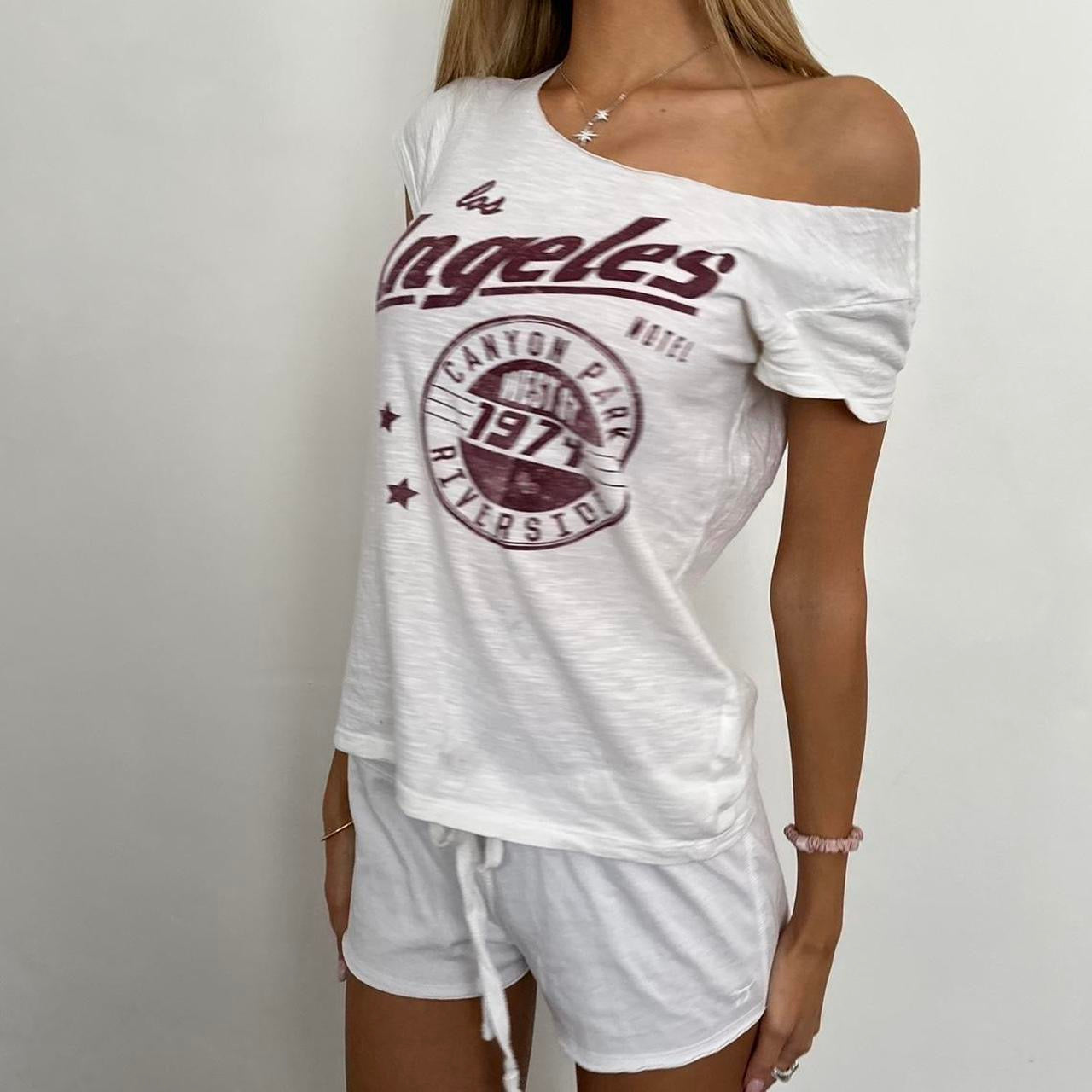 Vintage Los Angeles off the shoulder tee